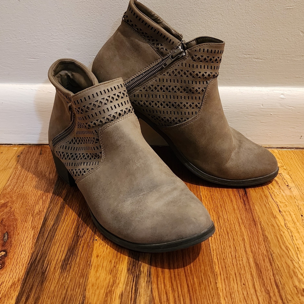 Me Too Taupe Ankle Booties